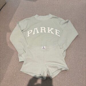 NEW Parke Varsity Mockneck and Mini Sweatshorts in Something Blue S/M